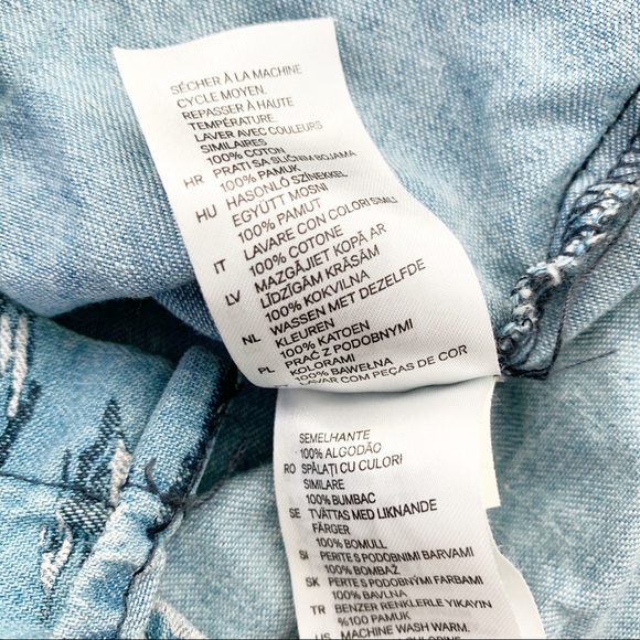 H & M DIVIDED Denim Pearl Snap Shirt - Picture 7 of 7